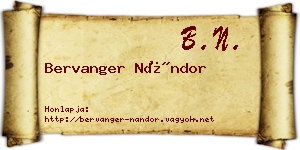 Bervanger Nándor névjegykártya